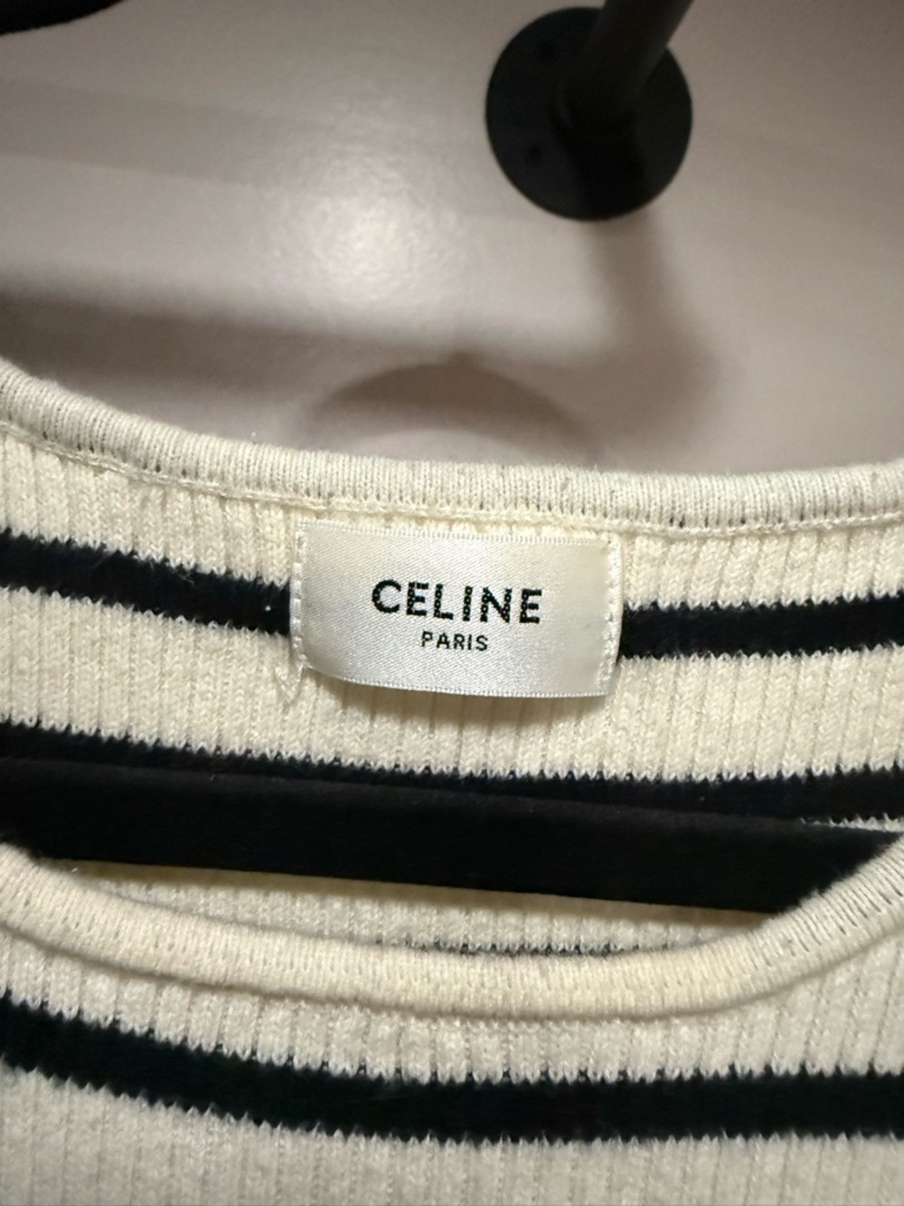 Celine Striped Ribbed Racerback Crop - Cream & Black - Picture 4 of 7